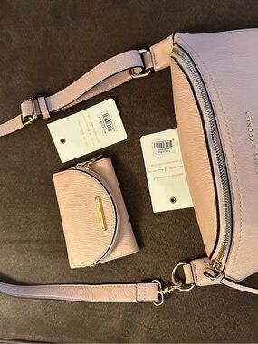 Poppy & Peonies Blush Leather Crossbody Belt Bag & Margaux Wallet